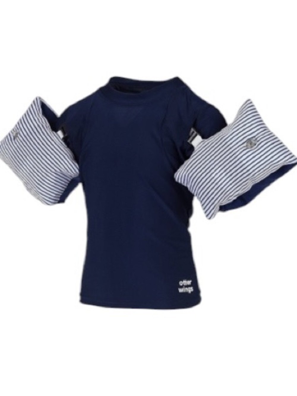 NEW Otter Wings Short Sleeved Rashguard/Swim Shirt & Detachable Water Wings Navy - Picture 3 of 4